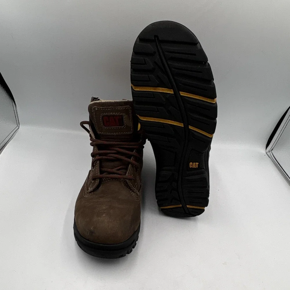 Caterpillar Tess Sundance Brown Leather EH Work Boots, Women's 7.5 Wide